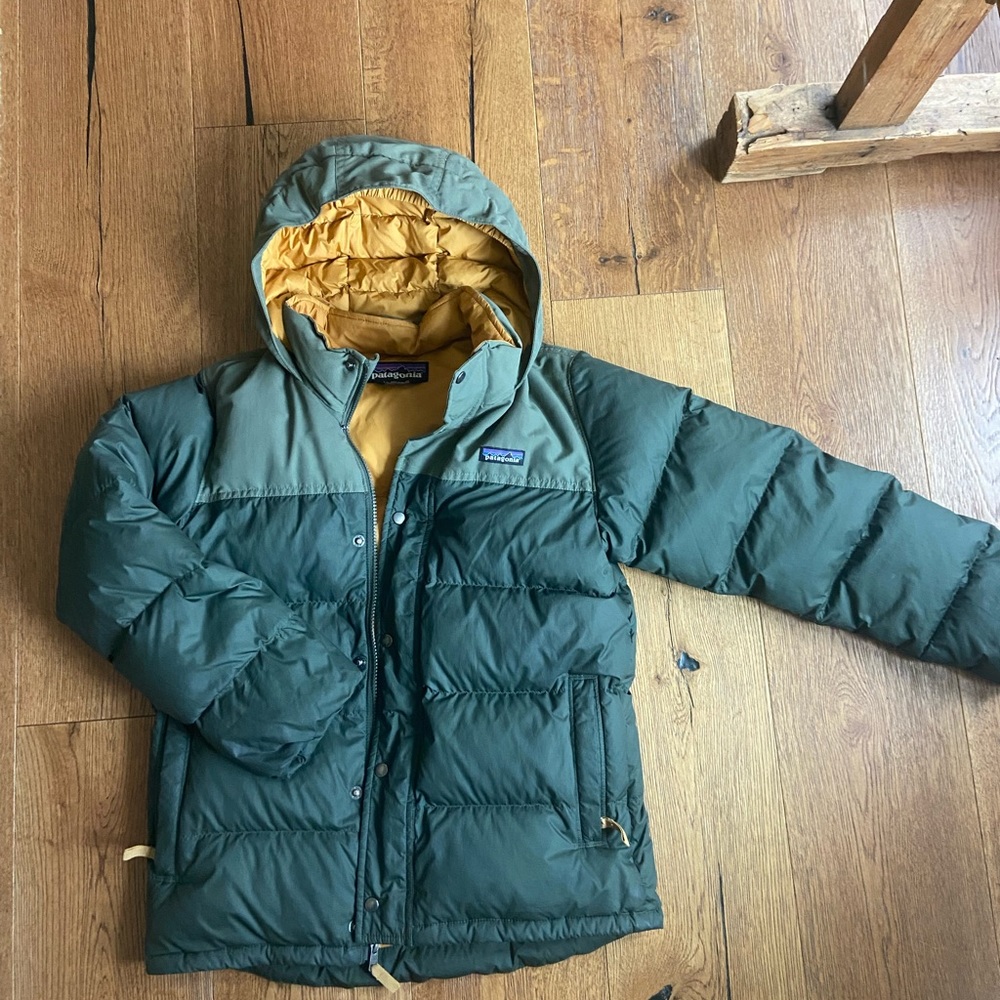 Patagonia Kids Puffer Jacket - Forest Green and Mustard